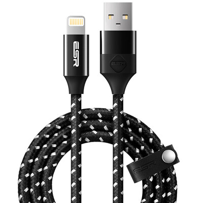

ESR Apple MFI certified data cable charger line usb iphone6 ​​ 6s 78 Plus X 10 SE iPad upgrade knitting section 1m-magic black