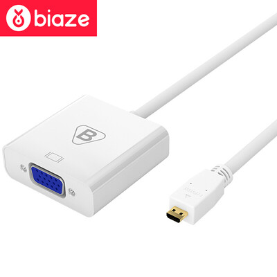 

BIAZE Micro HDMI to VGA Converter Adapter Mini HDMI to VGA Converter Cable with Audio Power Supply Tablet PC Connection Projector ZH7-PC Edition