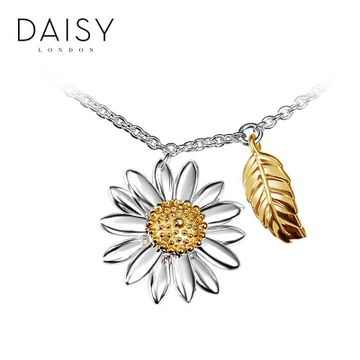 

Britain DAISY LONDON new hand-painted daisies plated 18K gold leaf pendant 925 silver bracelet
