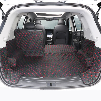 

Huarong Roewe RX5 trunk mat 16 Roewe RX5 car all-inclusive leather tail box pad rx5 trunk mat Roewe RX5 special conversion accessories five-piece set - red line black