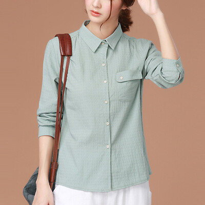 

City plus CITYPLUS 2017 autumn new women&39s clothing loose lattice long sleeves shirt shirt CWCS178161 blue M