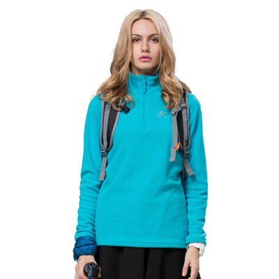 

TECTOP catching fleece outdoor thick warm men&women catch fleece solid color stand collar half cardigan soft comfortable catch fleece WZRY034 female section lake blue XL