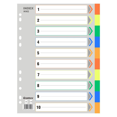 

Comix IX902 10 color installed A4 ten-color index paper 11 hole PP office stationery