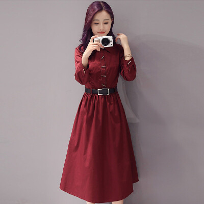 

A long morning 2017 autumn long sleeves dress skirt long skirt S71R0579A3M wine red M