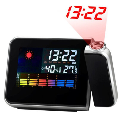 

TIMESS alarm mute creative electronic clock personalized weather forecast clock fashion student bedside lamp night light projection clock BR-812 black