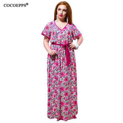 

COCOEPPS Summer 2017 Women Long Dress Plus Size Floral Print Vintage Ladies Maxi Dresses Big Size V-Neck Sexy Party 6XL Vestidos