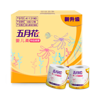 

May Flower May Flower toilet paper baby soft 3 layer 140g core roll paper 27 roll box sales
