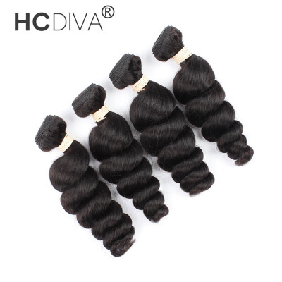 

HCDIVA Cheap Unprocessed Brazilian Loose Wave 4 Bundles Weave Human Hair Hot Sell Virgin Brazilian Loose Wave Human Hair