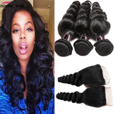 

Malaysian Virgin Hair With Closure Malaysian Loose Wave With Closure 3PCS Lot Loose Wave Malaysian Hair Bundles With Closure