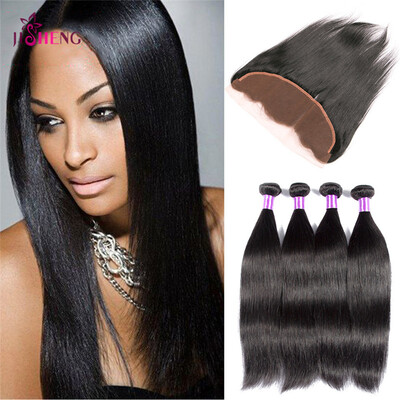 

Brazilian Virgin Hair Straight Wave 8A Grade Unprocessed Virgin Brazilian Human Hair 4 Bundles 400g With 13*4 Lace Frontal
