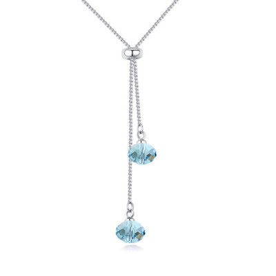 

New Bohemian Long Chain Pendant Necklaces Crystals From SWAROVSKI Jewelry Women Best Gifts