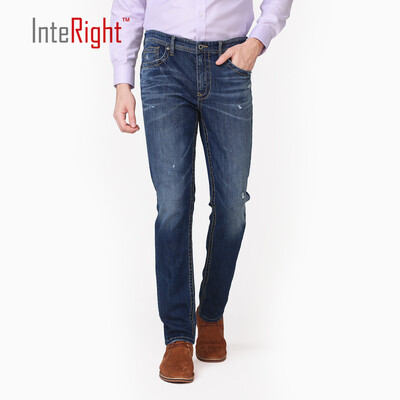 

INTERIGHT jeans mens classic American casual fit slim jeans in blue 34 17584A
