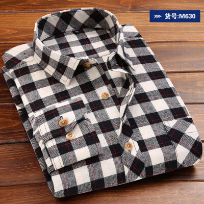 

Youth Casual Men Long Sleeve Shirt Spring Autumn Silm Fit Splice Color Lattice Fashion