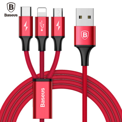 

Времена мышления Baseus Type-C / Micro USB / Lightning интерфейсов тройной телефонная линии / линии зарядки зарядного кабеля перетащить три многофункциональный флот