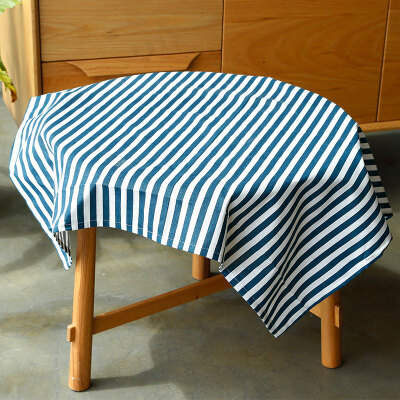 

Yuan Yuan thick striped printed tablecloth Nordic striped desk cloth coffee table cloth cloth cotton linen small fresh 8585cm