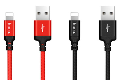 

X14 iPhone Times Speed ​​Charging Cable Нейлон Плетеный USB к молнии Совместимый кабель - красный или черный