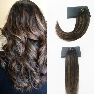 

High Quailty Brazilian Remy Hair #1B#6#1B Balayage Color 14-24" Straight Hair Bundles Clip In Hair Extensions Free Shipping