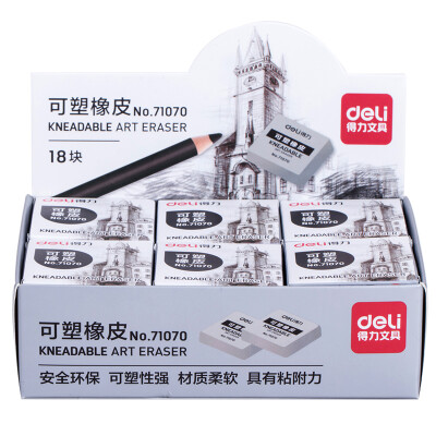 

Deli deli 71070 plastic sketch eraser art drawing gray plasticine 18 box