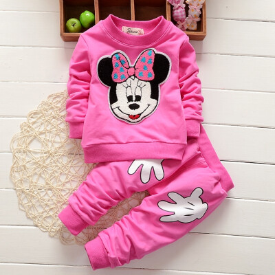 

Baby Girl Mouse Long Sleeve Hoodie Tops+Pants Casual Outfits Set Sportswear 0-4Y