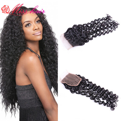

Brazilian Deep Curly Closure Brazilian Virgin Hair Closure 8"-20" Human Hair Closure MiddleFreeThree Part 4x4 Lace Closure