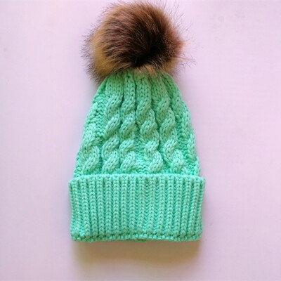 

Children twist knitted wool hat with hair ball hat baby winter warm hat ebay hot