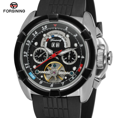 

Forsining Men's Watch Automatic Rubber Band Mechanical Wristwatch Male Color Calendar Clock