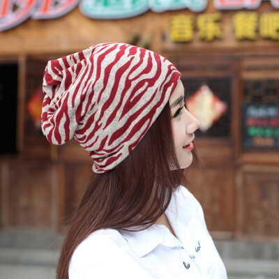 

Sets of autumn and winter ladies warm hat zebra knitting wool female hat wild stripes section