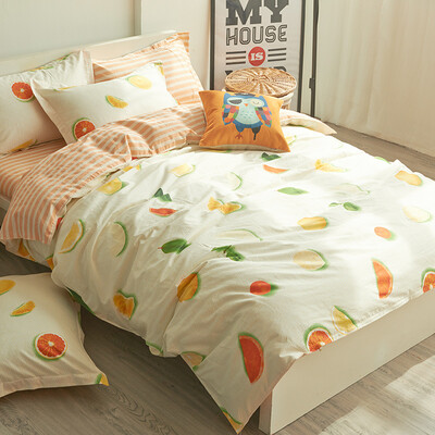 

Jiuzhou deer home high-density high-density four-piece cotton bedding twill printing double kit fruit colorful 15 18 m bed