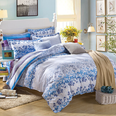 

Jiuzhou deer home high-density high-density four-piece cotton bedding twill printing double kit walk through the cloud 15 18 m bed