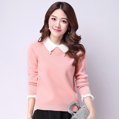 

A morning 2017 Korean version of the simple Slim was thin sweater sets of long sleeves short knit sweater women autumn S65G0017 pink