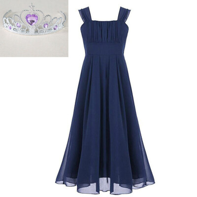 

Girls Shoulderless Long Dress teenage Evening Formal Dresses -Sapphire Blue