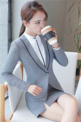 

Plus Size 4XL Elegant Grey Formal Blazers Long Sleeve Autumn Winter Jackets Coat For Ladies Office Outwear Female Tops Clothes
