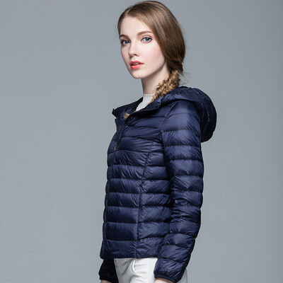 

Plus Size S-3XL Ultra Light Winter Jacket 2017 Fashion Women Duck Down Coat Solid Color Hooded Zippers