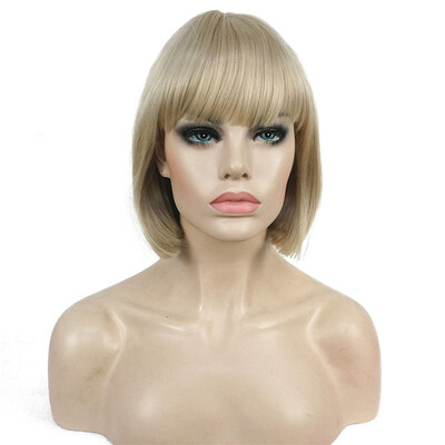 

StrongBeauty Short Bob Wig Point Part Bangs Full synthetic Wigs COLOUR CHOICES