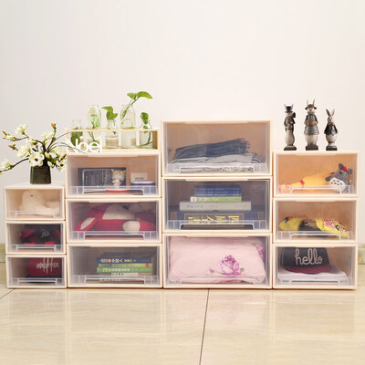 

Baicaoyuan plastic storage box storage box drawer storage cabinet storage cabinet wardrobe storage box 10L 2 Pack transparent color