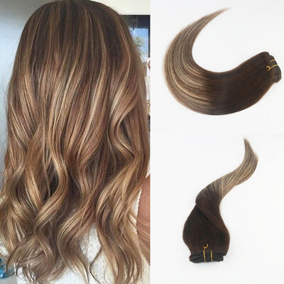 

High Quality 120G 7Pcs Clips Brazilian Remy Hair 14-24inch Straight Hair Balayage Color Clip In Hair Extensions Free Shipping