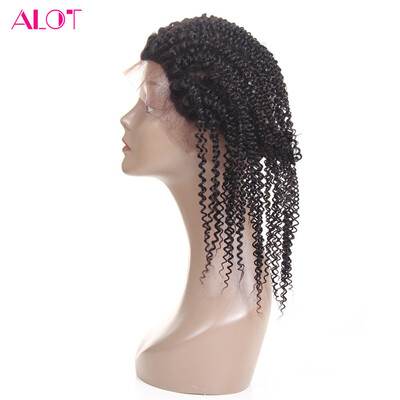 

ALot Curly Hair Brazilian 360 Lace Frontal Closure With Baby Hair Pre Plucked Full Lace Band Frontal 130% Density Natural Black