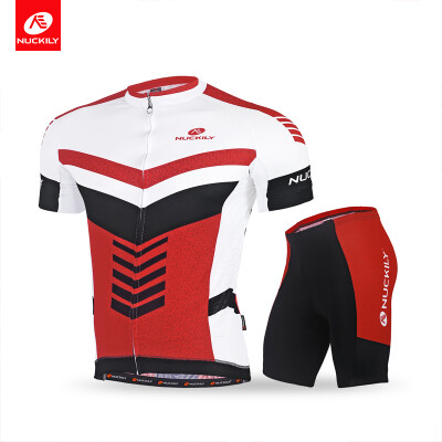 

NUCKILY Sublimation Cycling Jersey Short Sleeve and Durable Padded Short for Men New Material Cycling Summer Suit