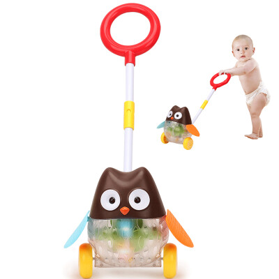 

Doll Dr. (Dr.B) Baby Walker Trolley Single Pole Children's Toys Push-pusher with light Trolley (Cartoon owl