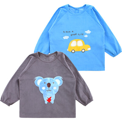 

Elephant baby elepbaby baby anti-dressing baby bib corduroy embroidered children waterproof painting to eat garnish 2 pieces car sapphire koala gray