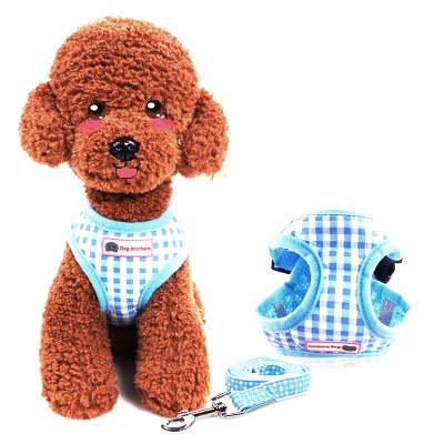 

HANHANLEYUAN Small&medium dog vest style dog leash dog chain puppy chest strap Teddy traction rope than bear pet dog supplies blue