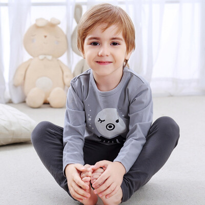 

Xin Song boy cartoon lion home suit suit children pajamas suit L129D blue gray 130