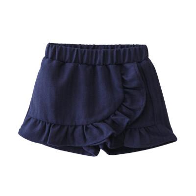 

cicie children 's clothing girl pure color lotus leaf side short pants 173007 navy 100