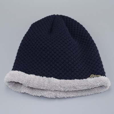 

New winter man hat plus velvet ear protection warm knitted wool hat male cap