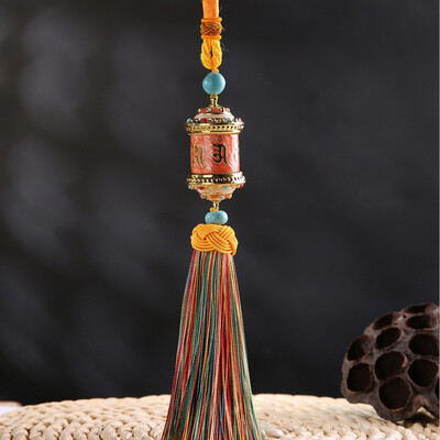 

Kang car treasure car pendant car pendant jewelry turn through the wheel Tibetan Buddhist alloy turn round red