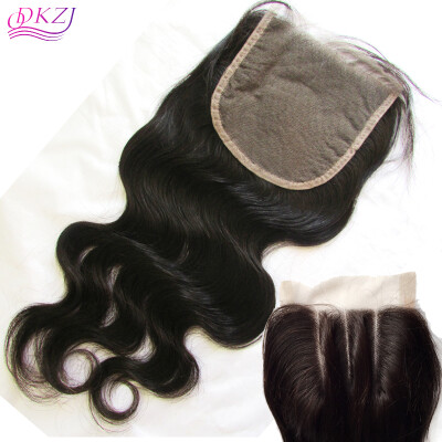 

QDKZJ 8A 3.5x4 Lace Closure Brazilian Hair Body Wave Human Virgin Hair Closure Unprocessed Top Closure Middle 3 Part Bleached Kno