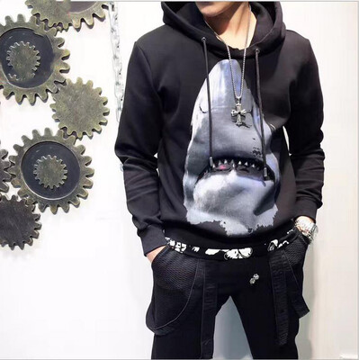 

The new men's long sleeve hooded Wei brand white shark sweater Clothing