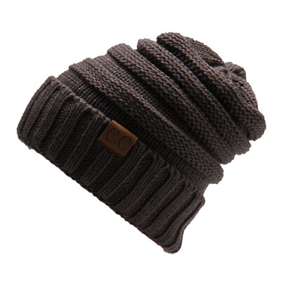 

Men Women Winter Knitted Wool Cap Unisex Folds Casual CC labeling Beanies Hat Solid Color Hip-Hop Skullies Beanie Hat Gorros
