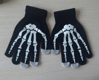 

New Fashion Halloween Knitted Wool Print Skeleton Claw Touch Screen Gloves