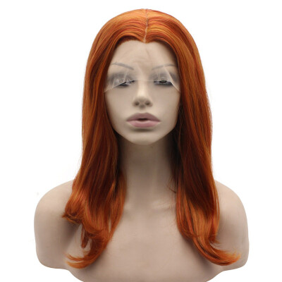 

Should Length Reddish Blond Swiss Lace Wig Middle Part Synthetic